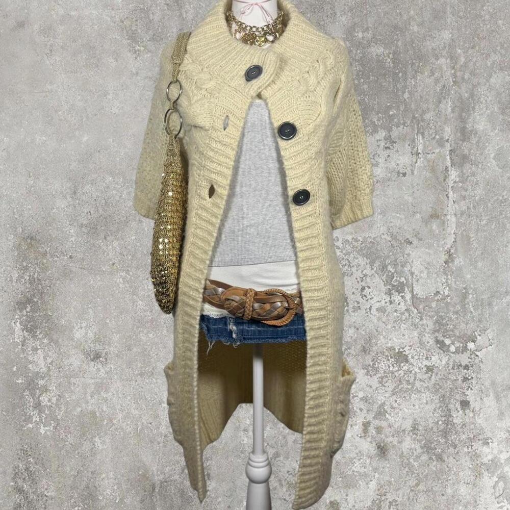 Free people cream chunky knit cardigan